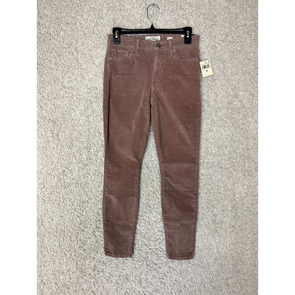 Lucky Brand Corduroy Pants Womens‎ 2 / 26 Pink Stretch Mid Rise Ava Skinny NWT